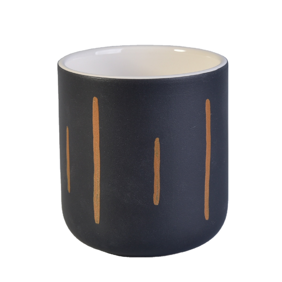 Suppliers custom black glazed cylinder ceramic candle holders 8oz 10oz 11oz