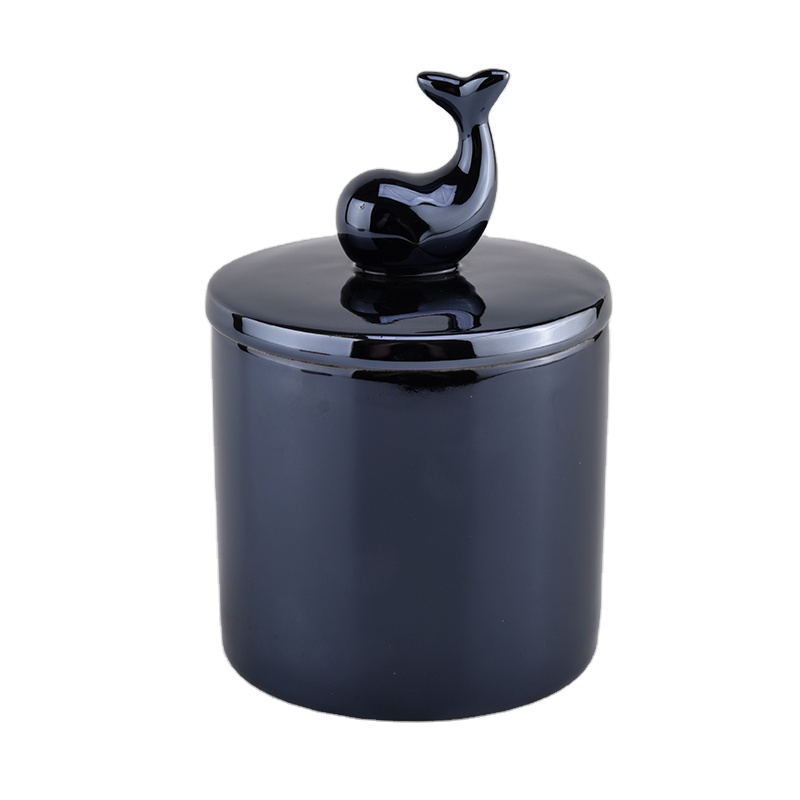 animal ceramic candle jar with animal lid