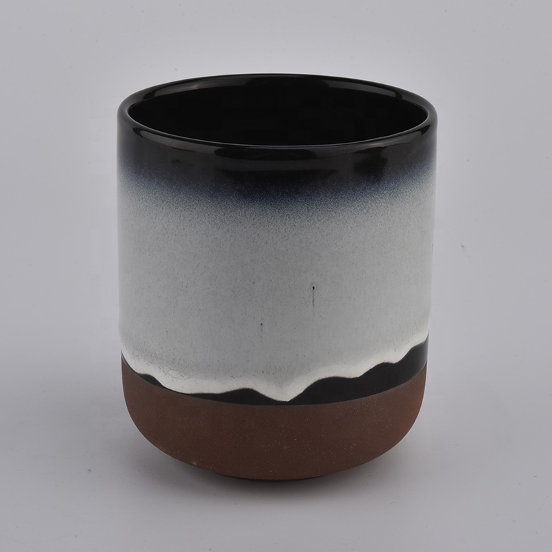 round bottom matte ceramic candle jar bamboo lid