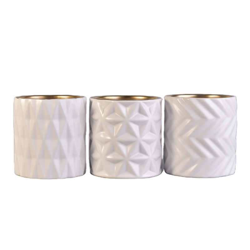 Luxury electroplating white ceramic jar candles with custom logo