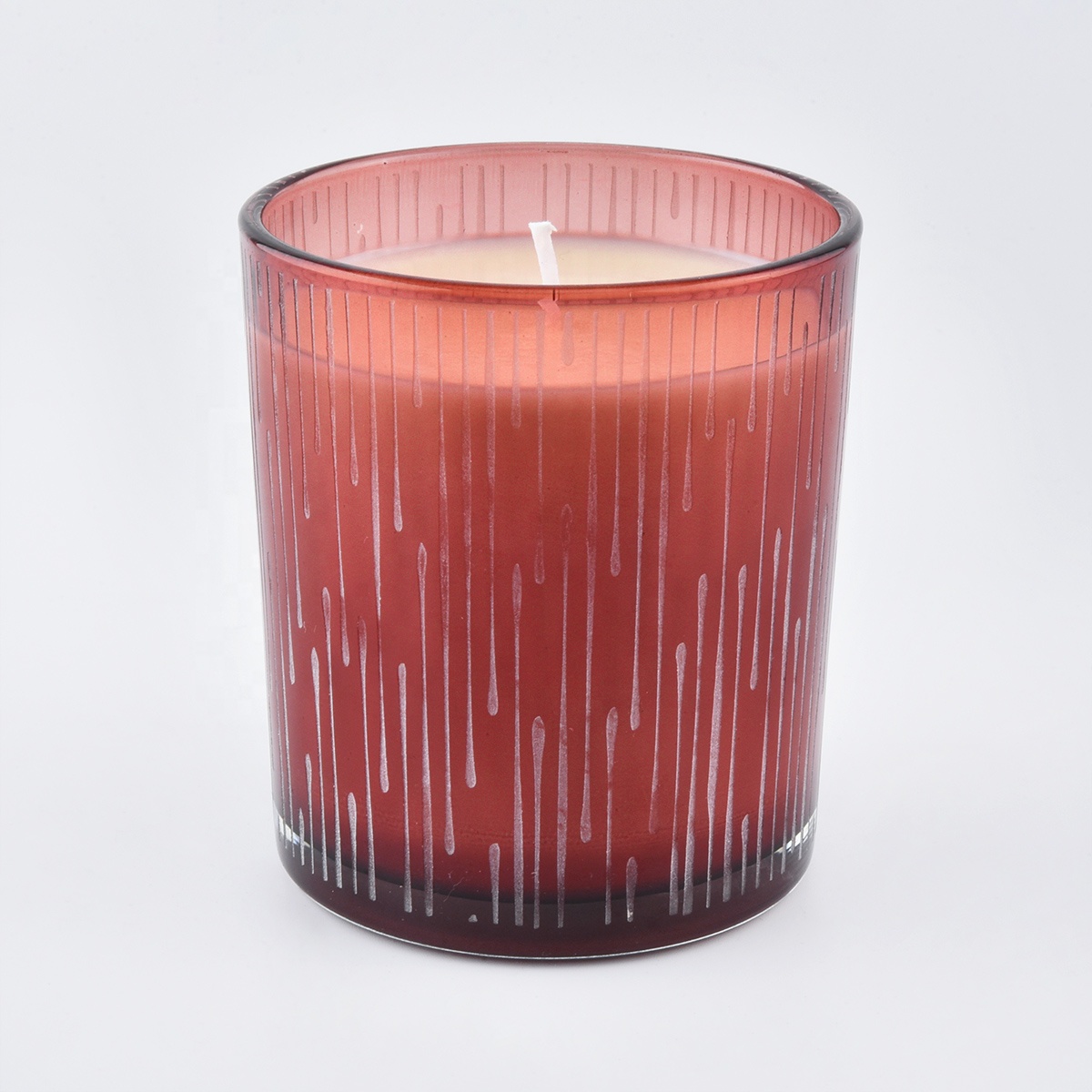 sanding glass candle jars with spraying color