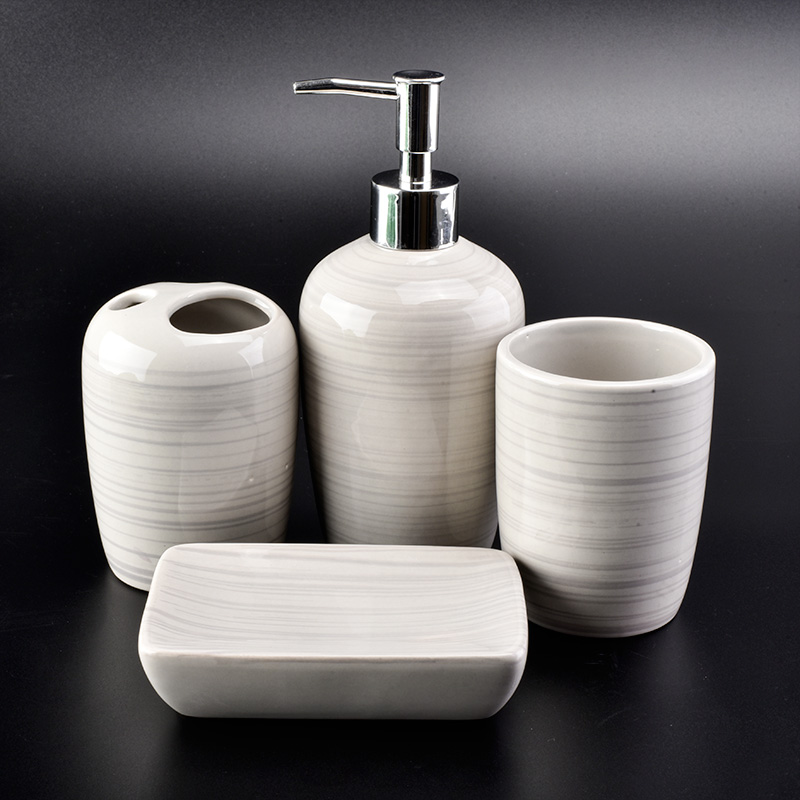 glazing ceramic glass bath accessories sets ceramic bottle soap dish tumbler