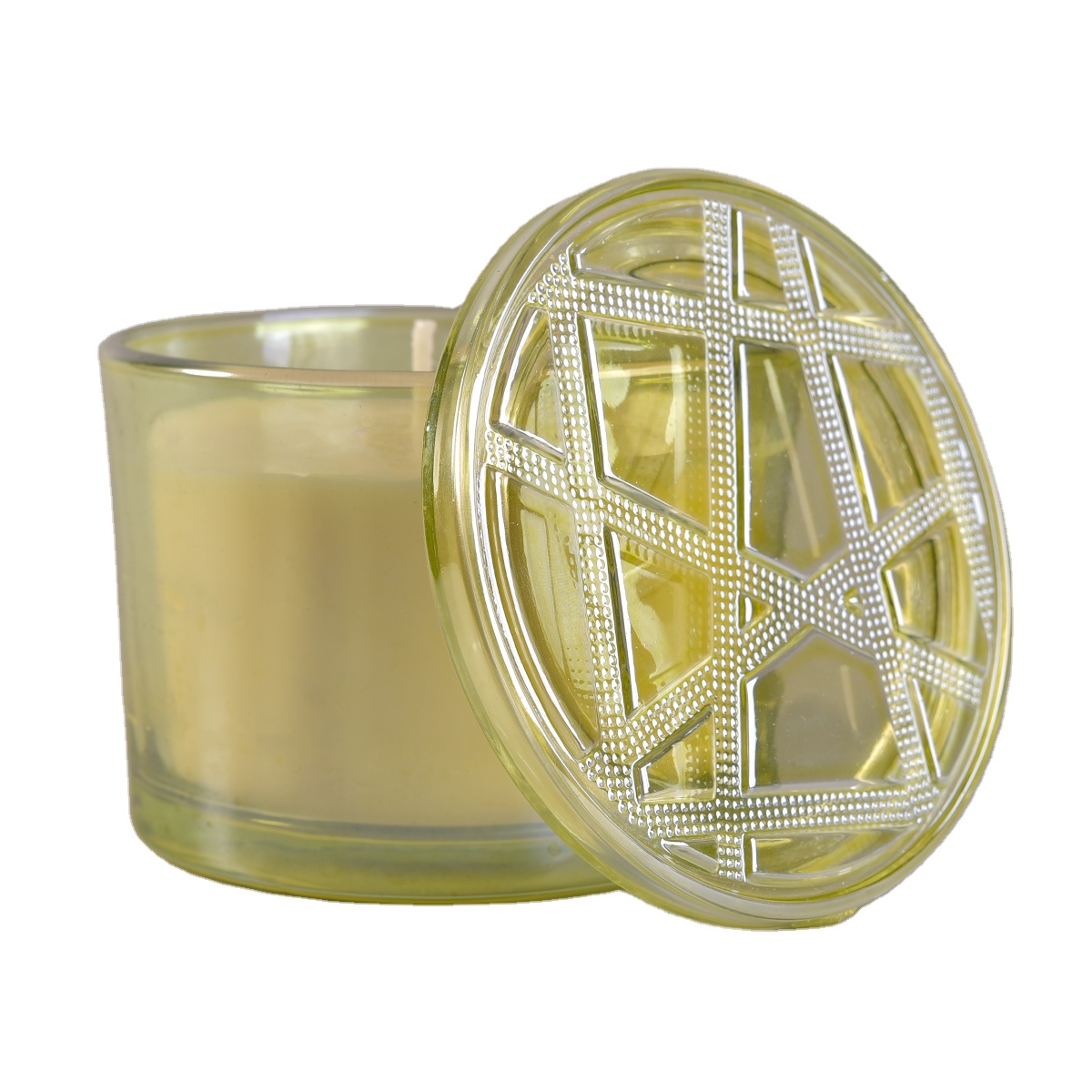 Wholesales custom empty luxury glass candle vessel with glass lid