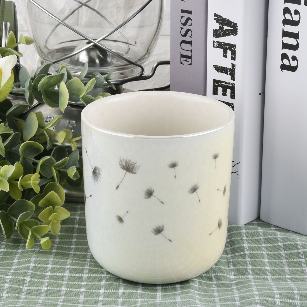 ceramic candle jar matte color with full decal printing