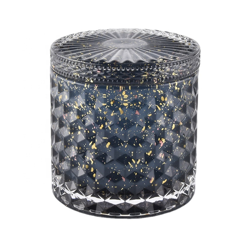 luxury dark blue glass candle jars with lid