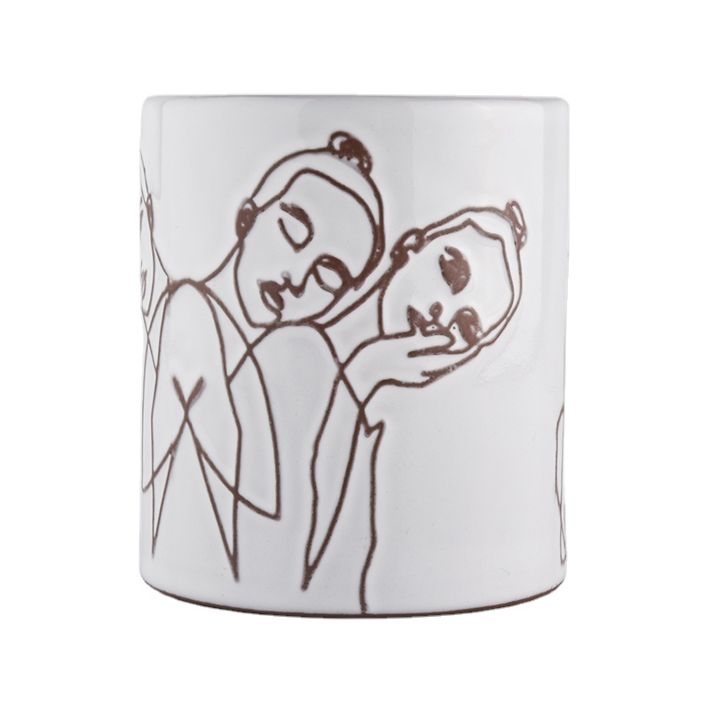 In bulk white cylinder votive candle ceramic jar home decoration