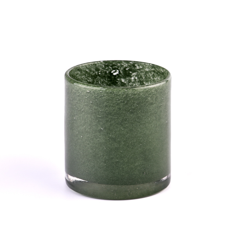 Pot de bougie en verre de décoration de maison de forme de cylindre soufflé à la main coloré de luxe