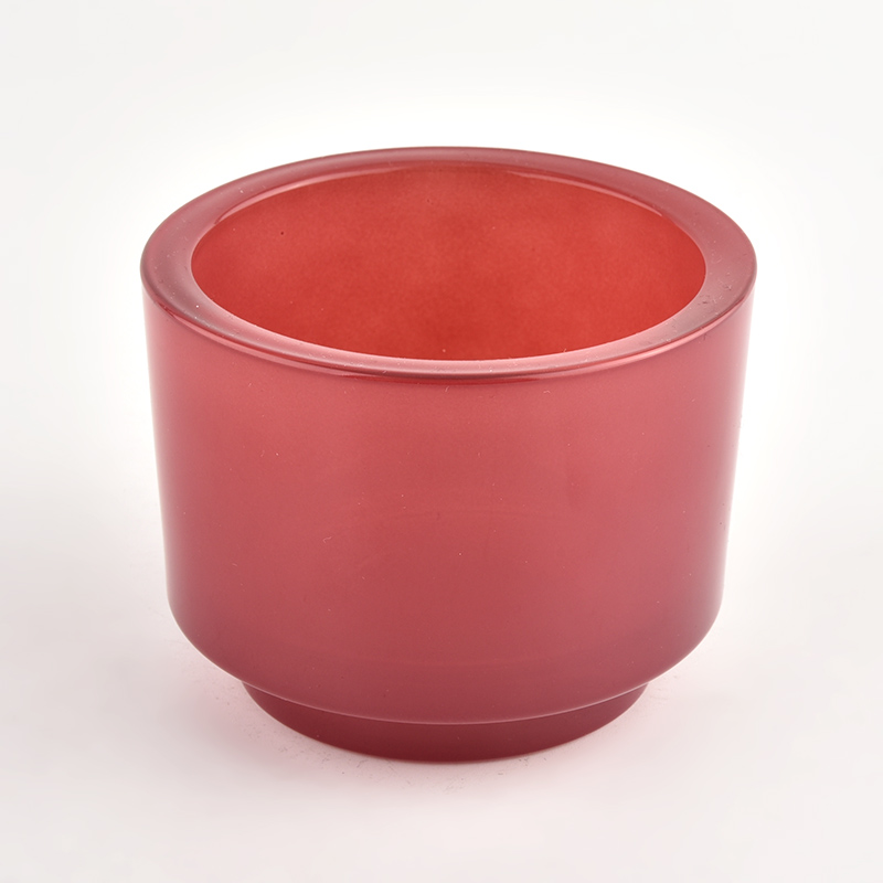 الجملة وعاء شمعة زجاجي فارغ دائري وعاء زجاجي أحمر