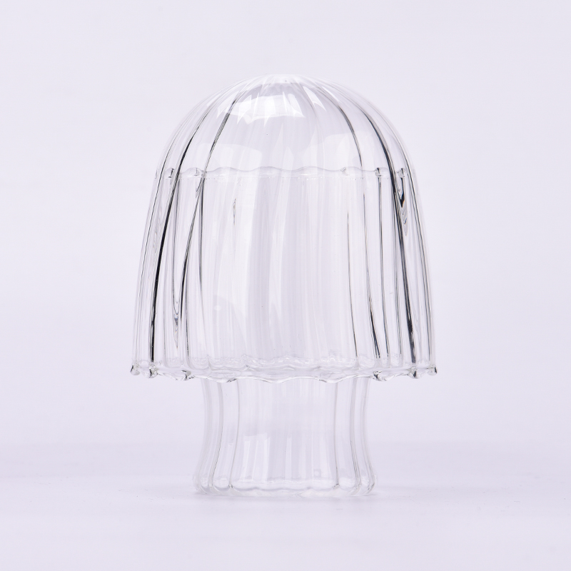 Barattolo di candela in vetro trasparente dal design unico con coperchio per l'arredamento della casa