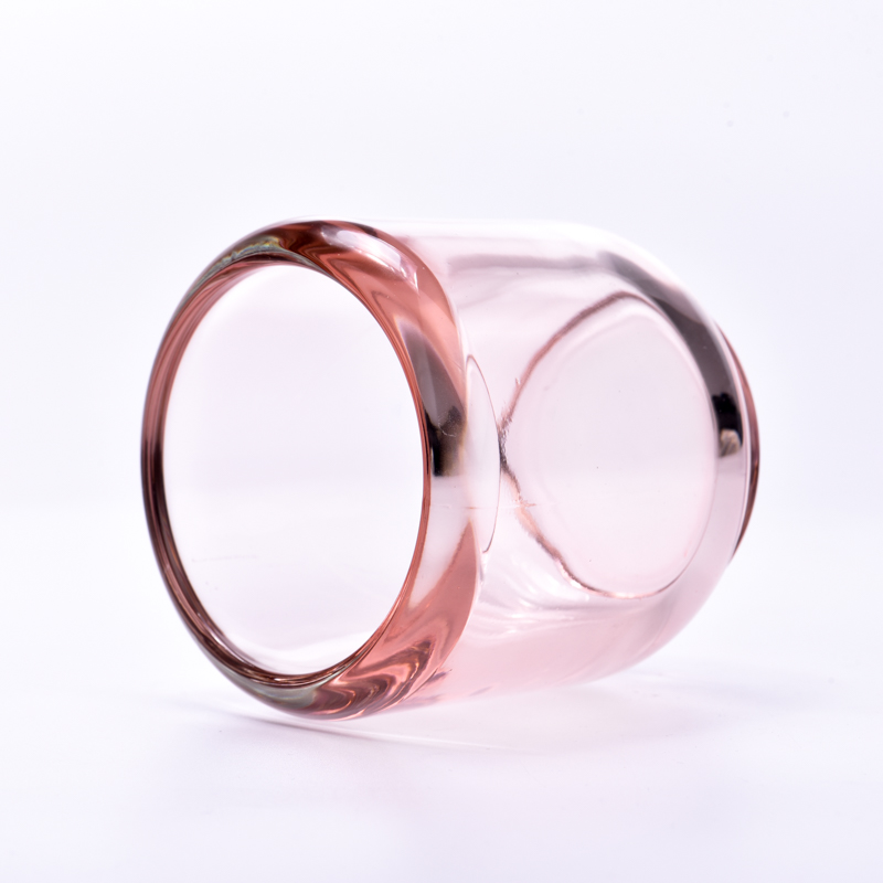 透明なピンクのガラス瓶 7 オンスのキャンドル作り用ガラス容器