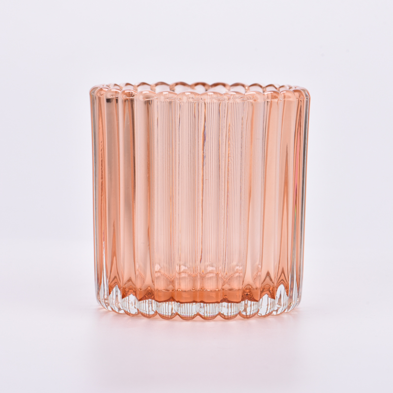 Maßgeschneiderte Kerzenhalter aus Glas, transparente orangefarbene Kerzengefäße aus Glas