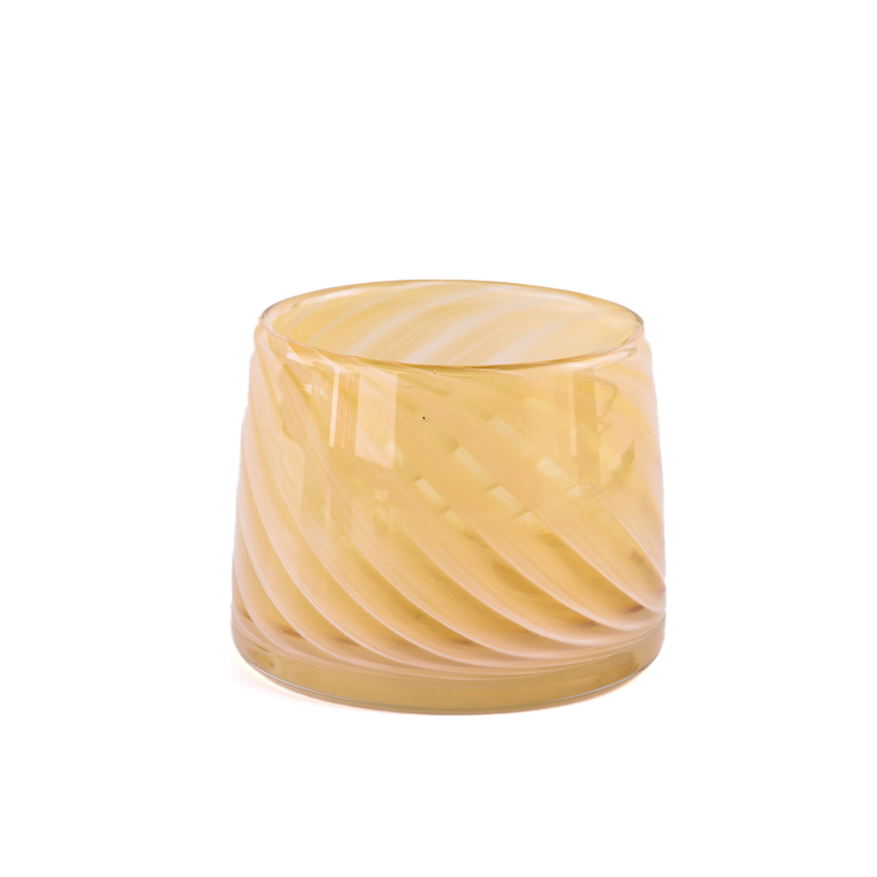 高級カスタム黄色の幾何学模様のガラス キャンドル ジャー卸売