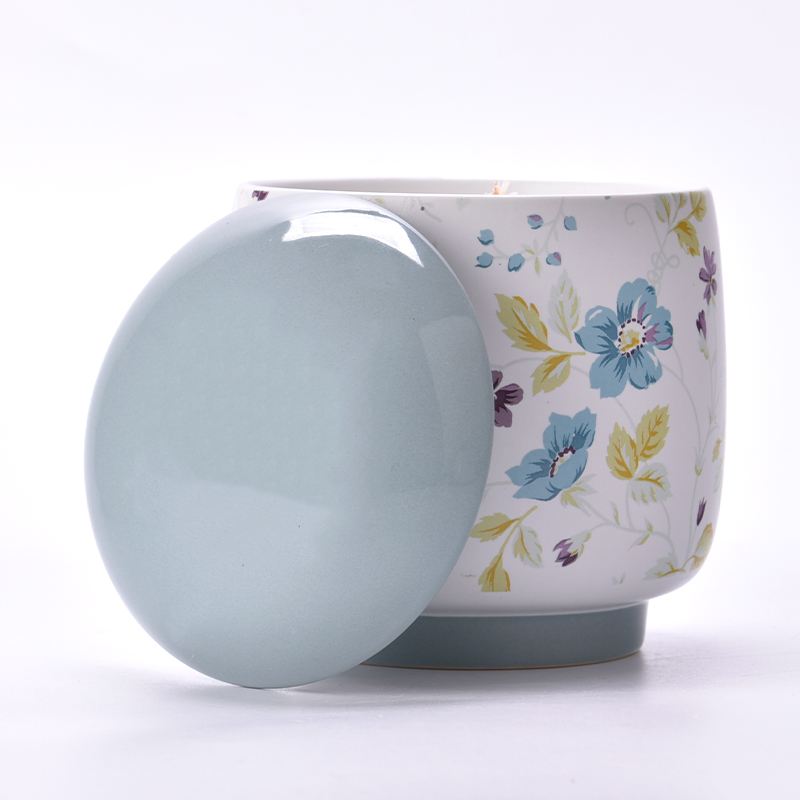 Neues Design-Keramikglas für Kerzen mit Keramikdeckel