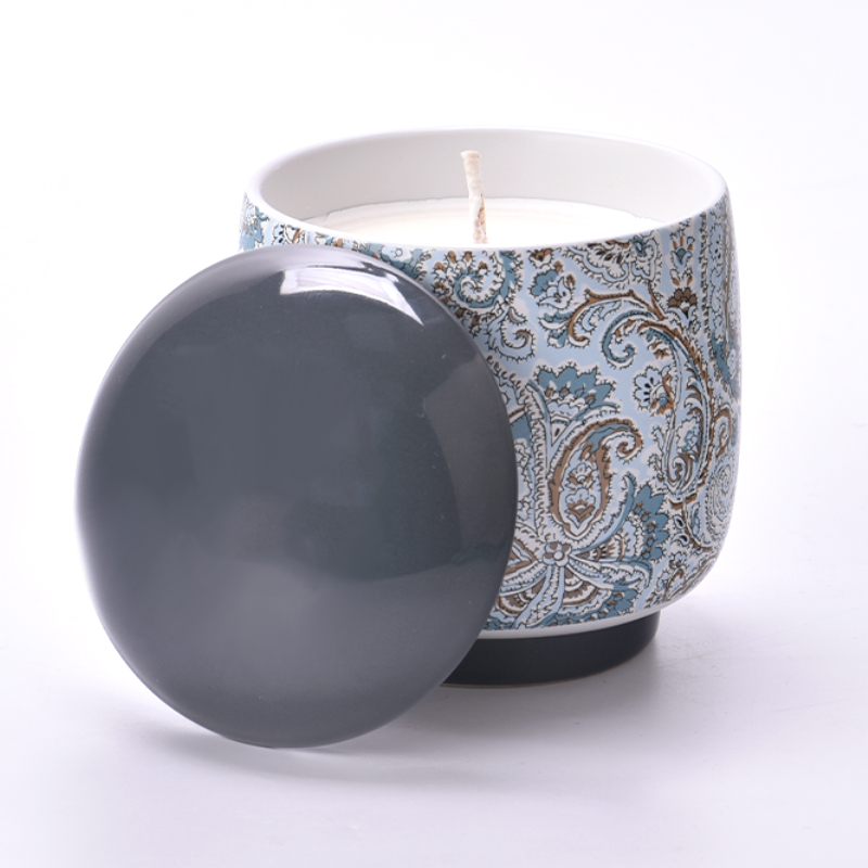 natural yoga ceramic jar wax candle OEM with ceramic lid - COPY - m087h8