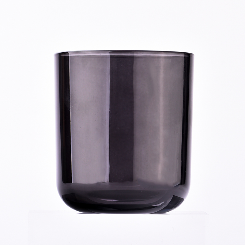 Portavelas de vidrio negro de 510 ml y 12 oz al por mayor