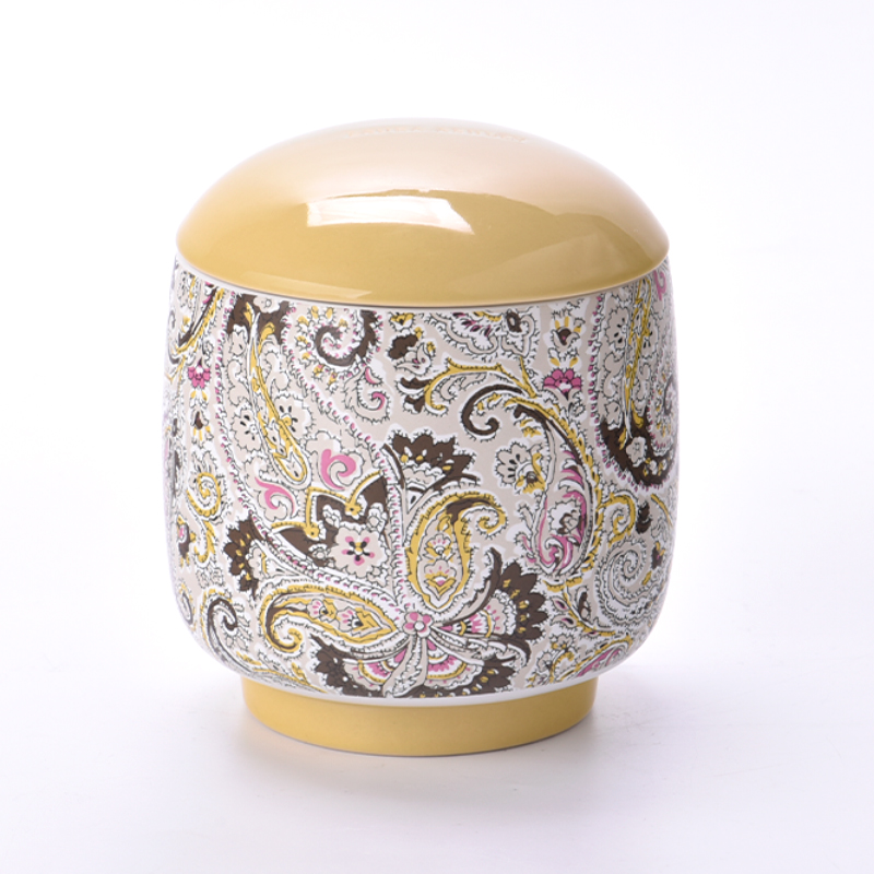 Frascos de vela de cerâmica de luxo exclusivos por atacado com tampa de cerâmica
