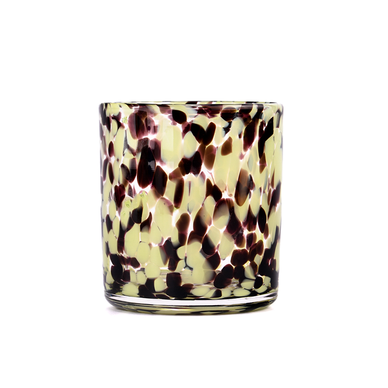 New products uniquely designed speckled multicolor glass candle jars