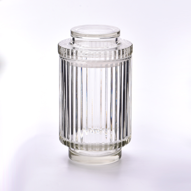 Supplier 780ml vertical line glass candle holder with step & matched glass lids for wedding - COPY - tnkfnp