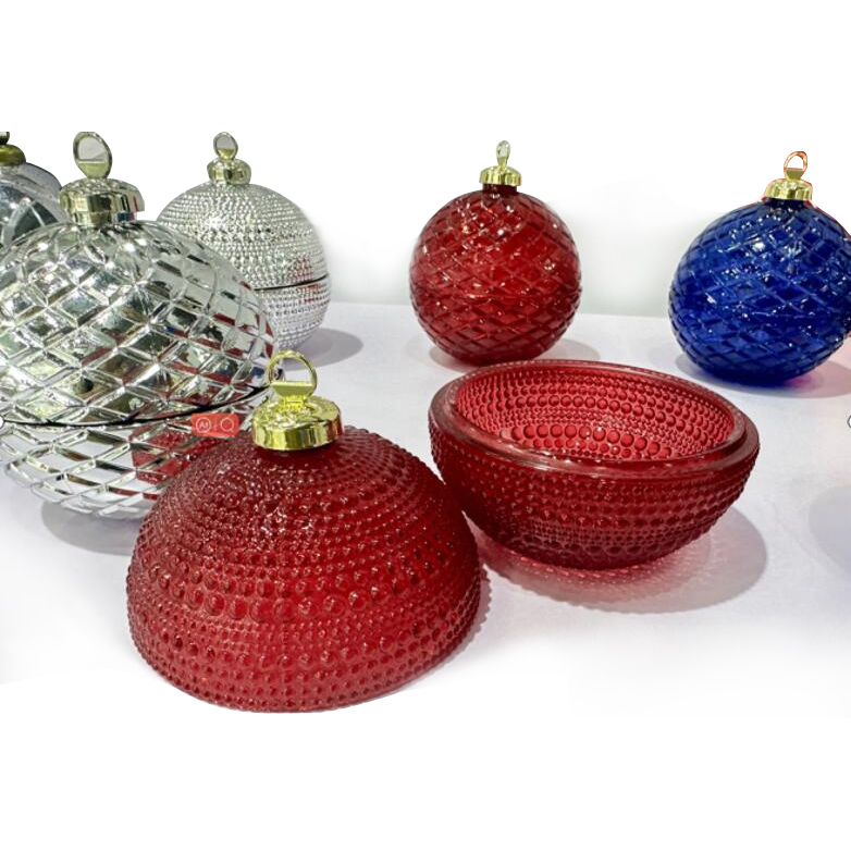 Wholesale Glass Ball Jar Ornament Ball Shape Candles for Christmas in bulk