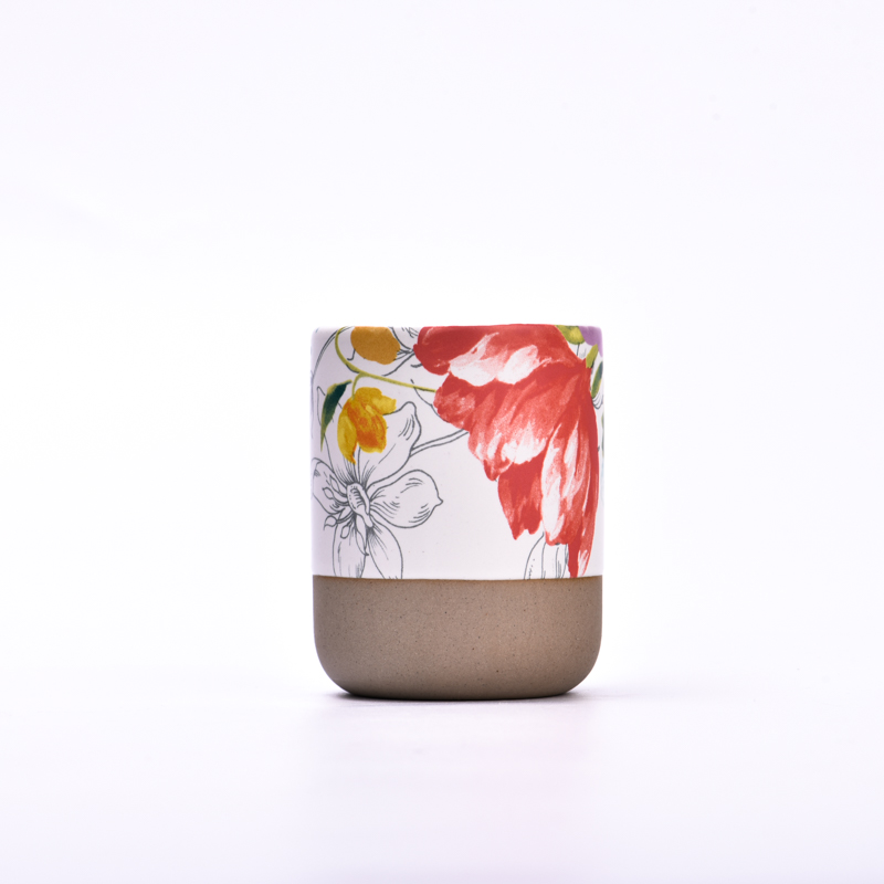 Custom printed handmade ceramic candles container Wholesale