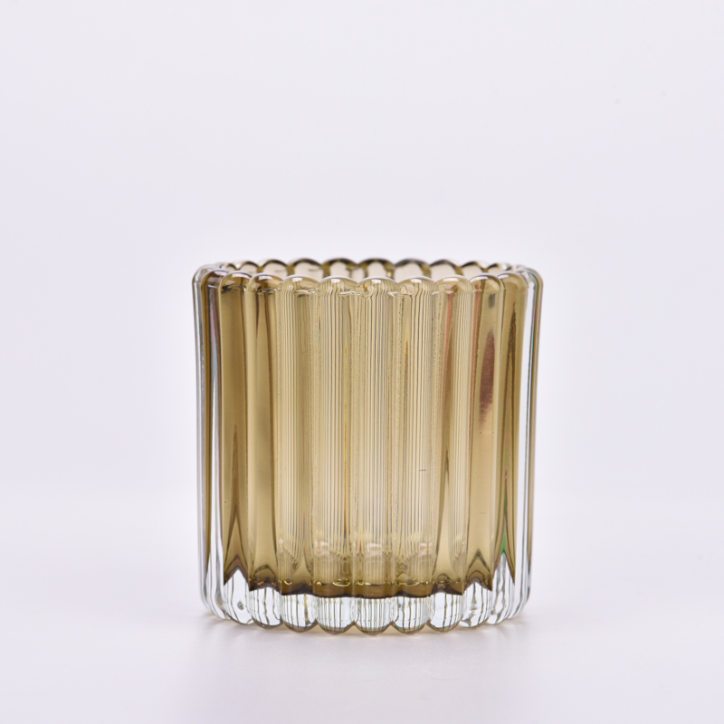 Supplier 150ml 200ml Transparent Color Glass Candle Vessels with Ribbed