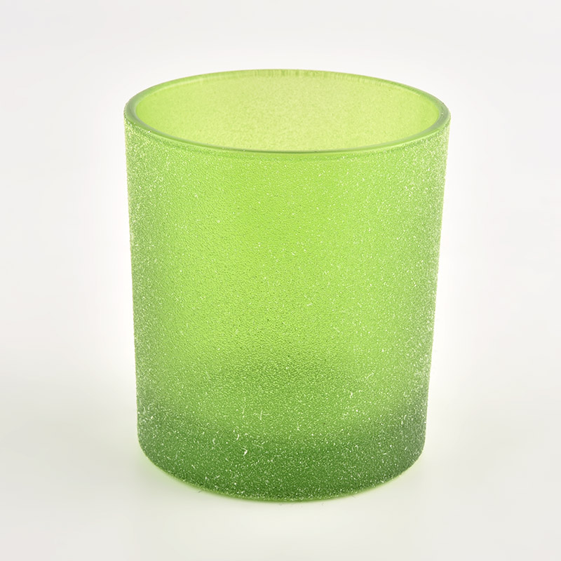 Frosted green glass candle jars Christmas candle making candle container