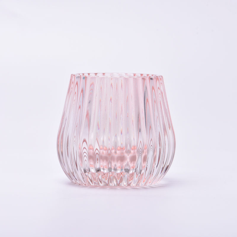 transparent pink glass container for candle making wholesale