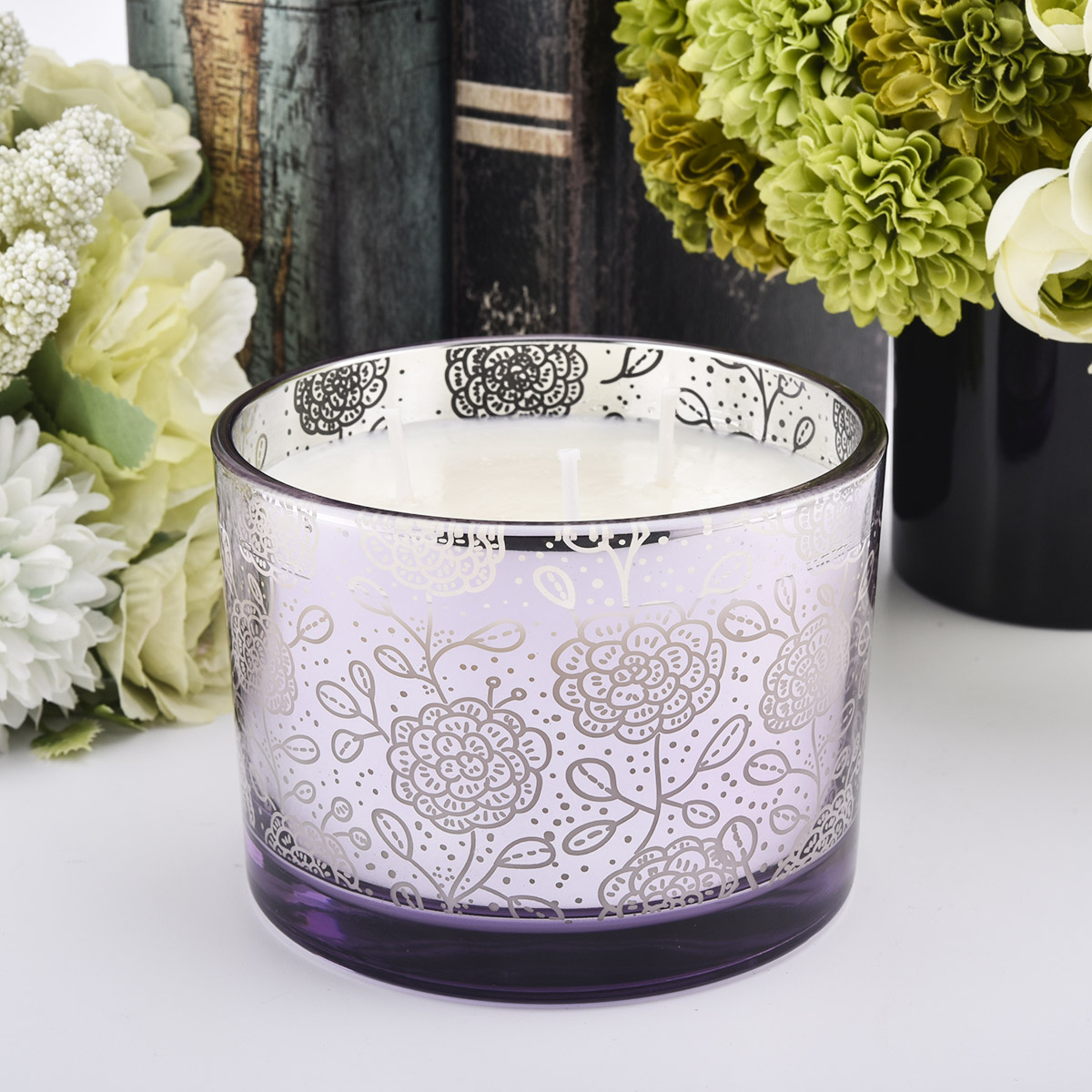 Wholesale laser craft large glass candle jars in bulk candle holders