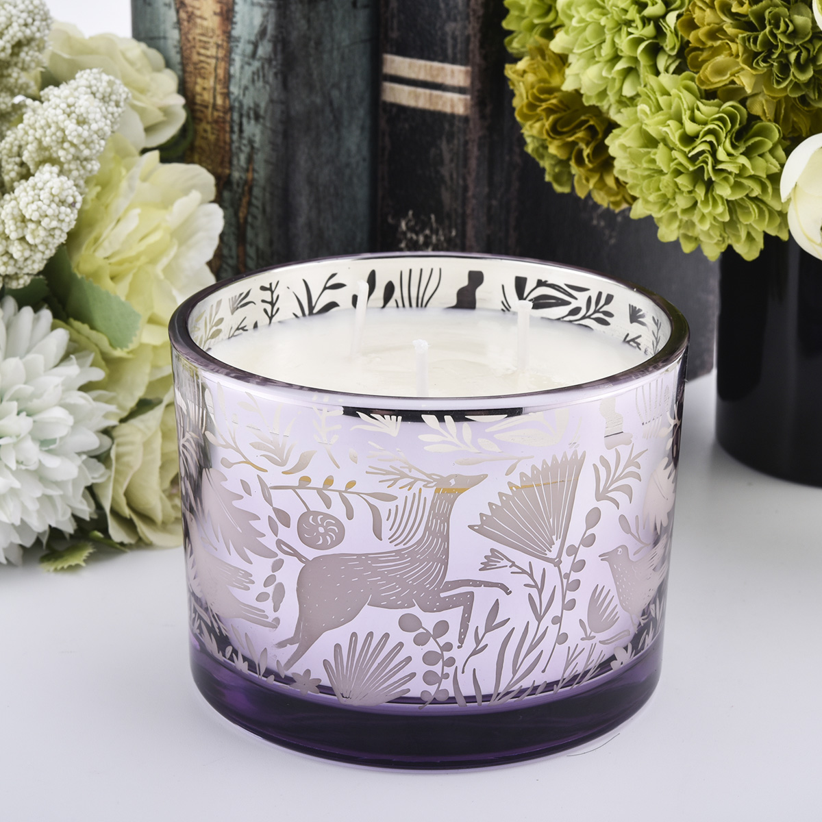 Luxury custom three core large glass candle jar for candle making