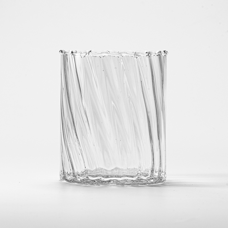 Wholesale 700ml 750ml clear strip glass camdle jar with home decor