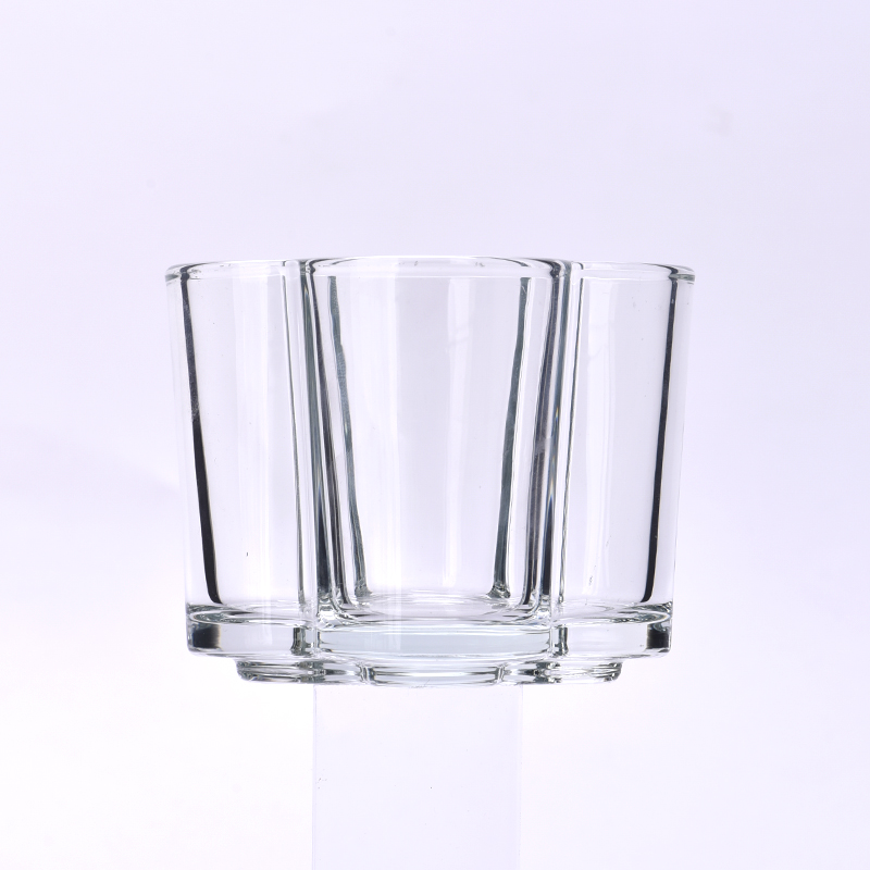 Frasco de vela de vaso de vidrio de forma de flor de lujo para decoración