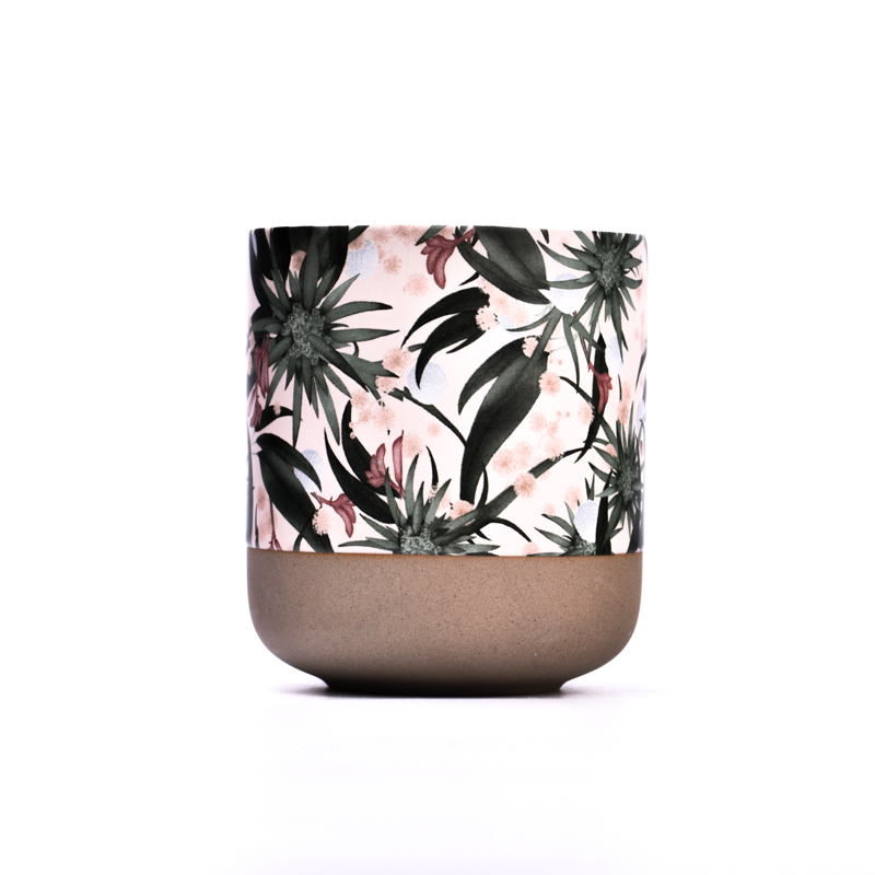 Popular Plant Pattern Ceramic Vessel Aroma Candle Ceramic Jars