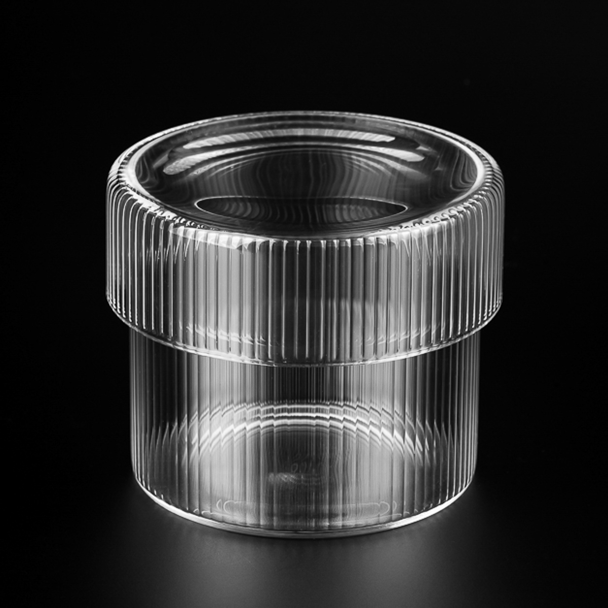 Line Design Clear Glass Accept Custom Soy Candle Vessels with Cover