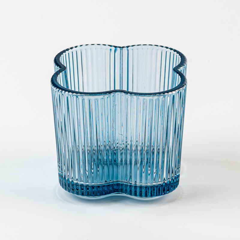 Wholesale transparent blue glass candle vessel