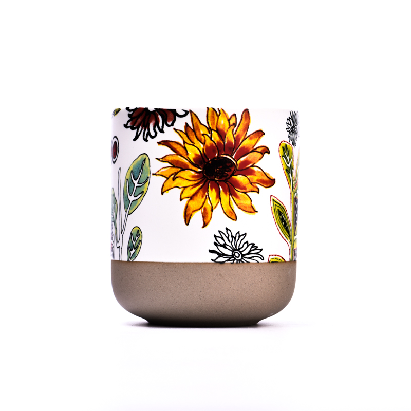 Luxury custom gingko leaf ceramic candle jar with lid - COPY - 5qn56w