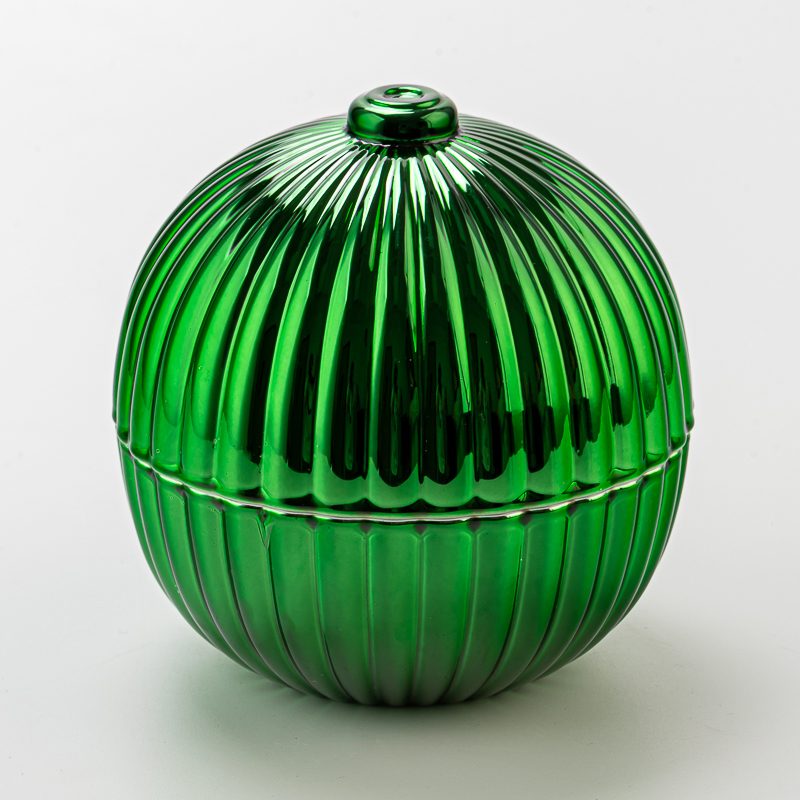 Bandele in vetro a sfera rotonda verde con coperchi all'ingrosso