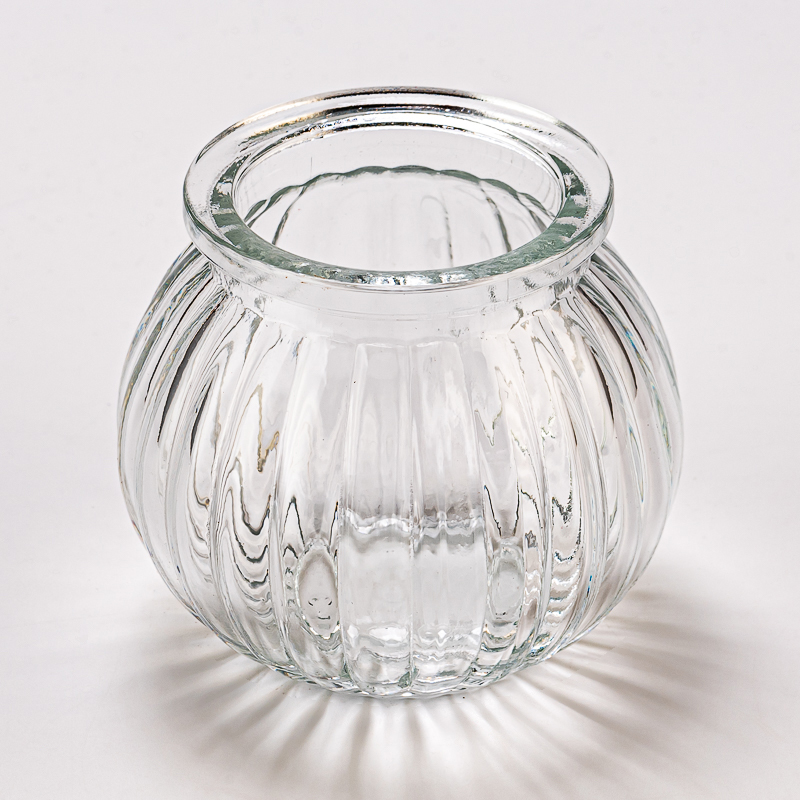 Decorative Round Glass Vessel Custom Color Glass Candle Jar