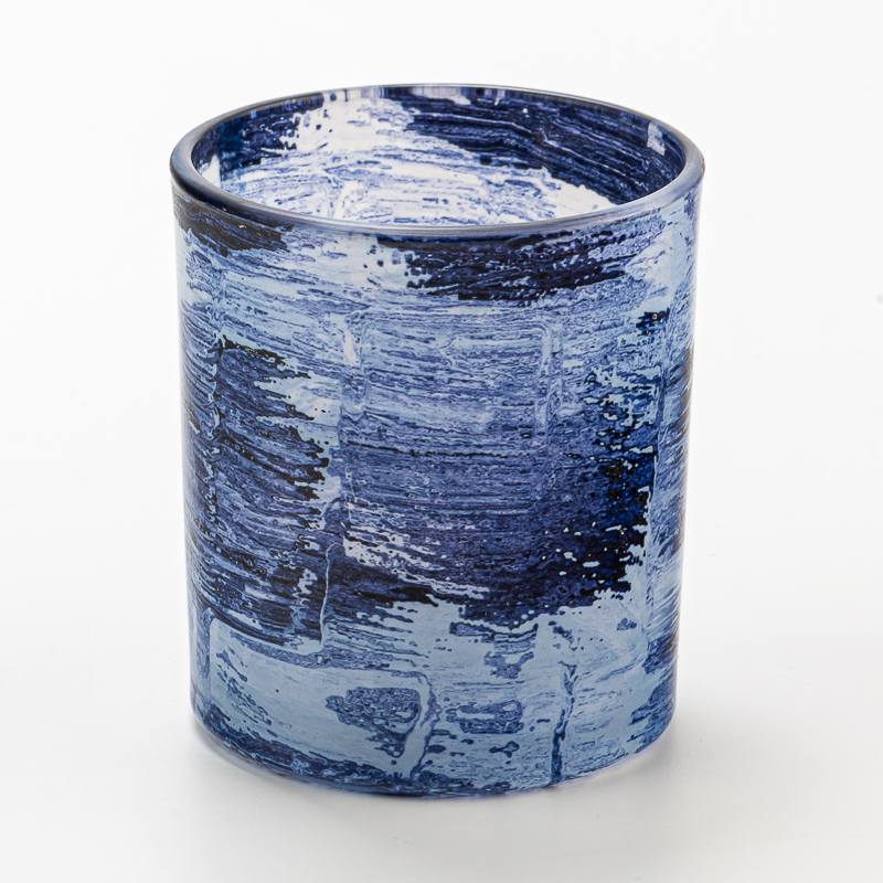 Bocage de bougie en verre de conception à la main de 8 oz avec décoration intérieure