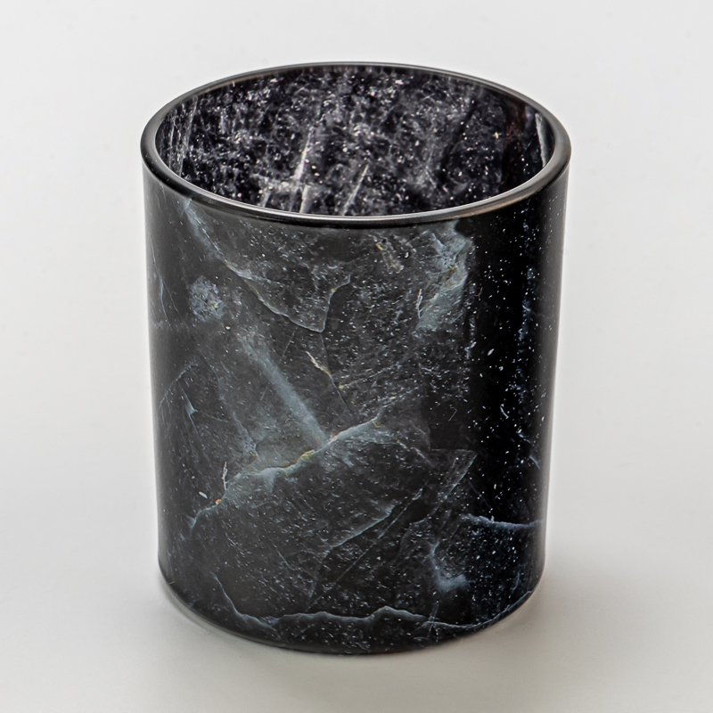 Boîte de bougette en verre de motif noir de luxe pour bougie parfumée
