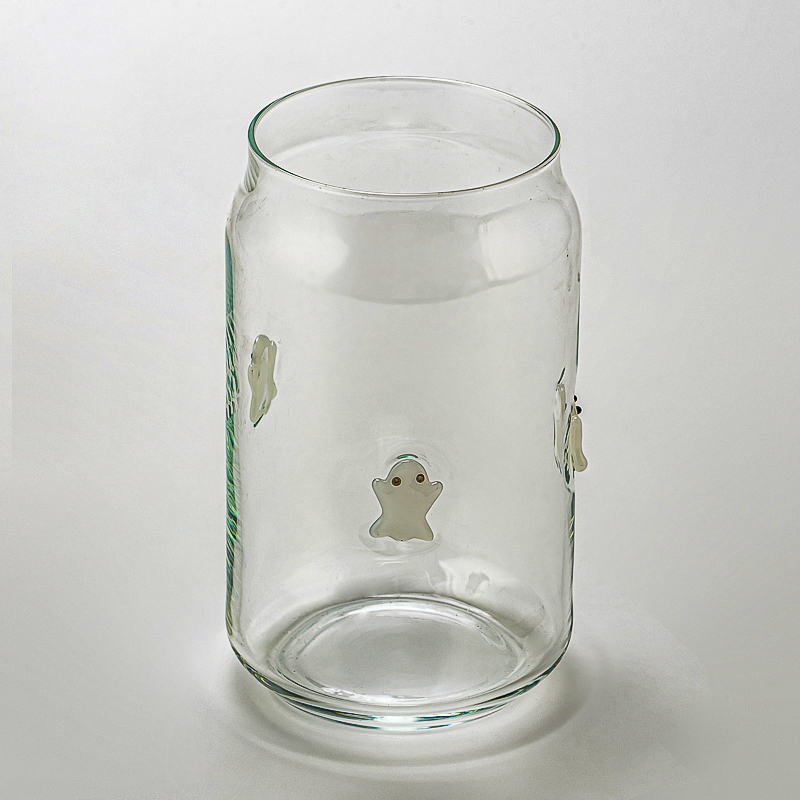 Halloween Ghost Design Clear Glass Candle Holder for Holiday Decoration and Gifts