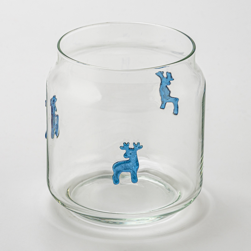 Decorative Deer Design Clear Glass Candle Jar for Holiday Gifts