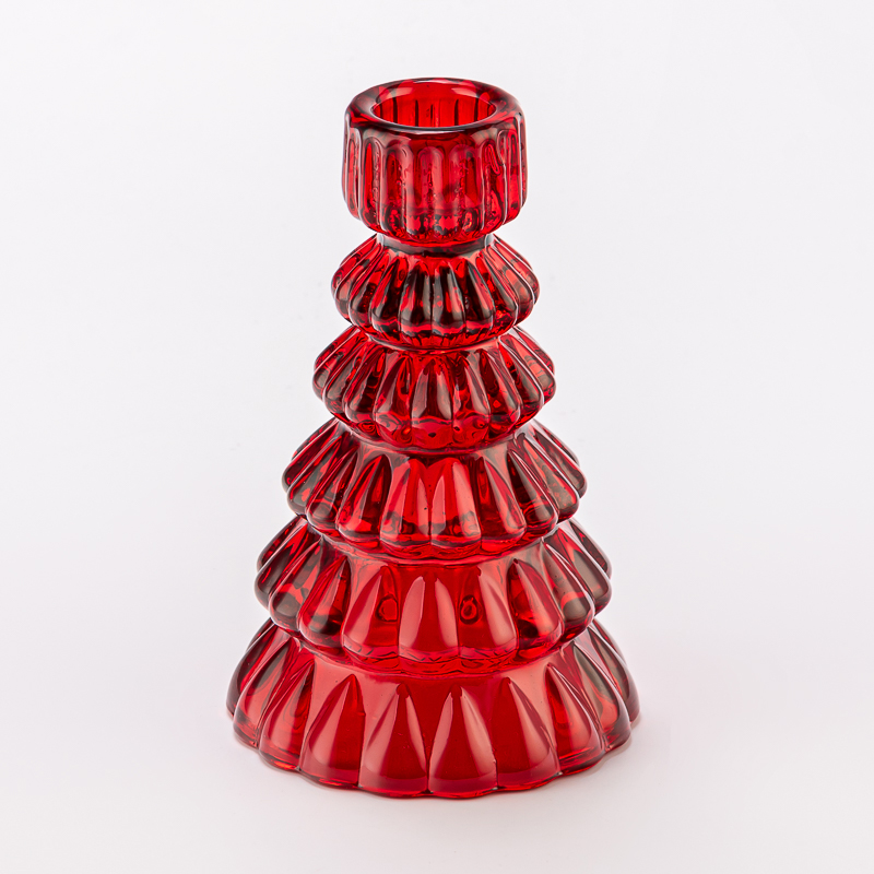 Luxury Red Tree Style Decorative Decorative Holight Glass Candle Jar