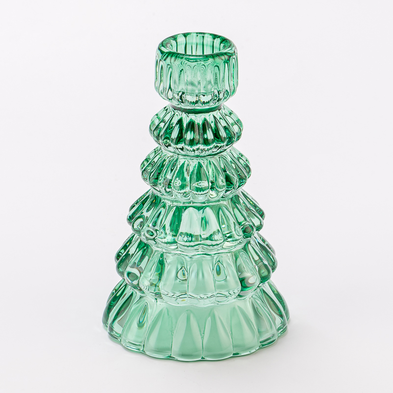 Forma dell'albero di Natale Verde Colore verde Tealight Porta di candele Glande in vetro