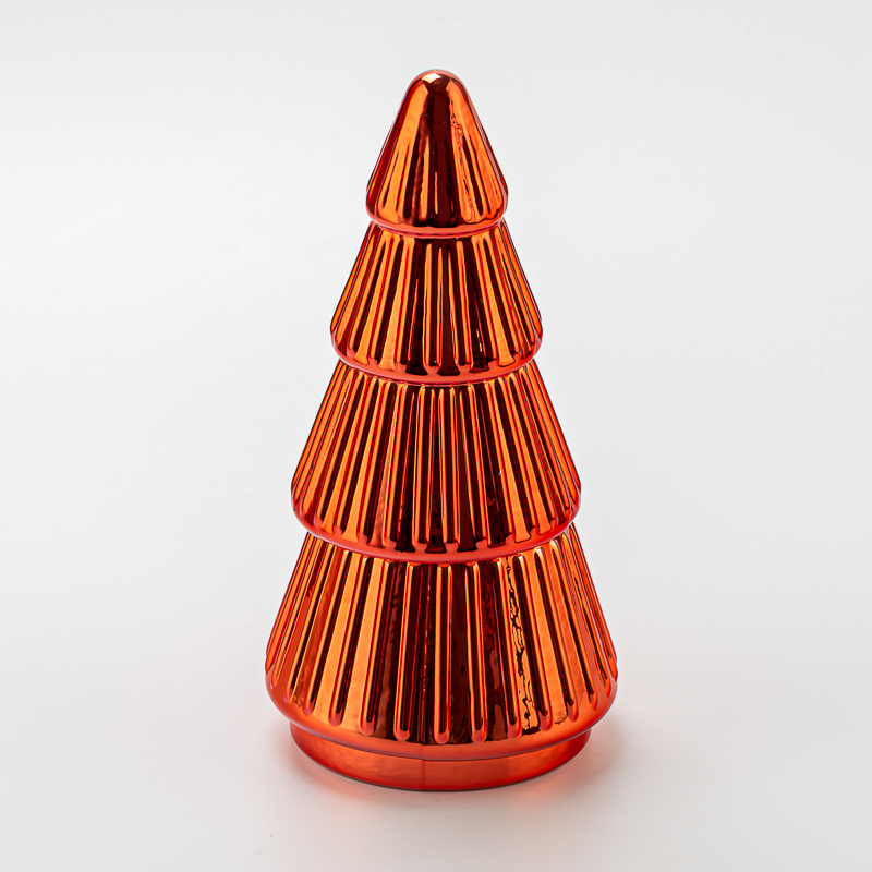 Popolare barattolo di candela in vetro elettroplato di albero di Natale con coperchio