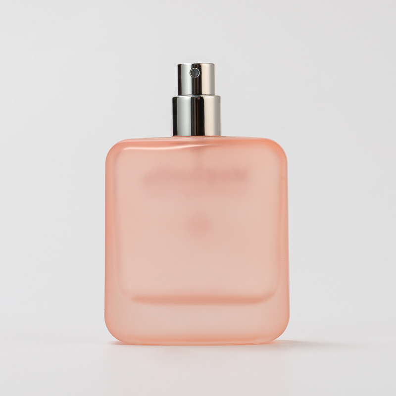 Botella de perfume de vidrio cuadrado con esmerilización con decoración del hogar