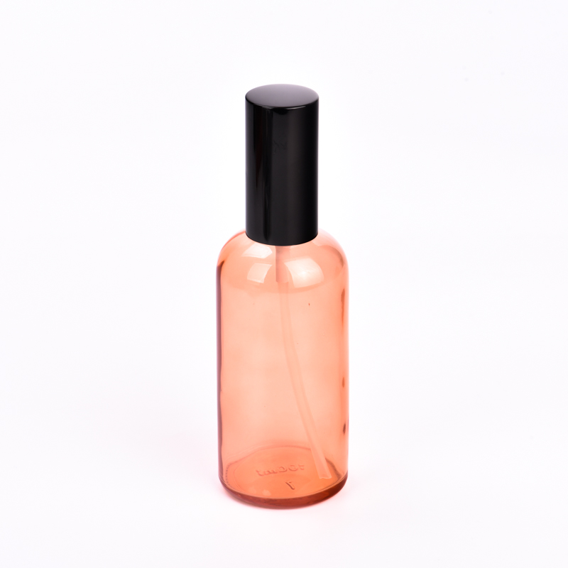 Popular Style Transparent Orange Color 100ml Glass Empty Perfume Bottle with Cap