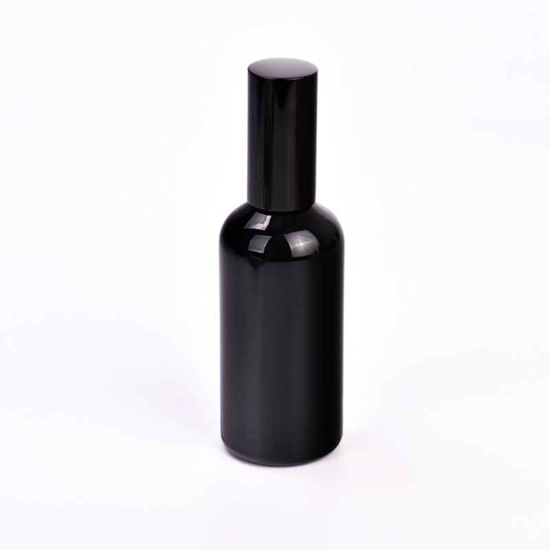 Gaya elegan hitam 100ml kaca kosong botol minyak wangi dengan topi