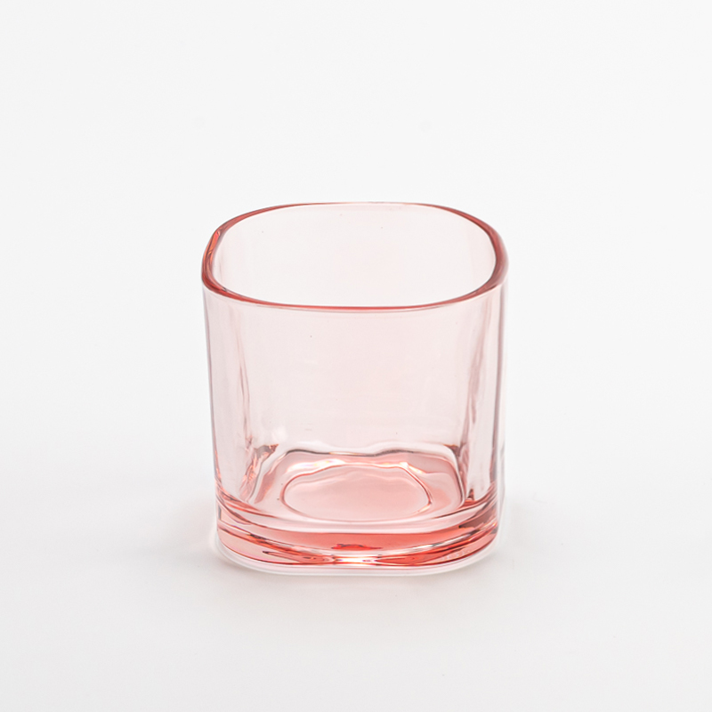 حامل شموع على شكل وعاء زجاجي وردي شفاف على الطراز الحديث للعطور المنزلية