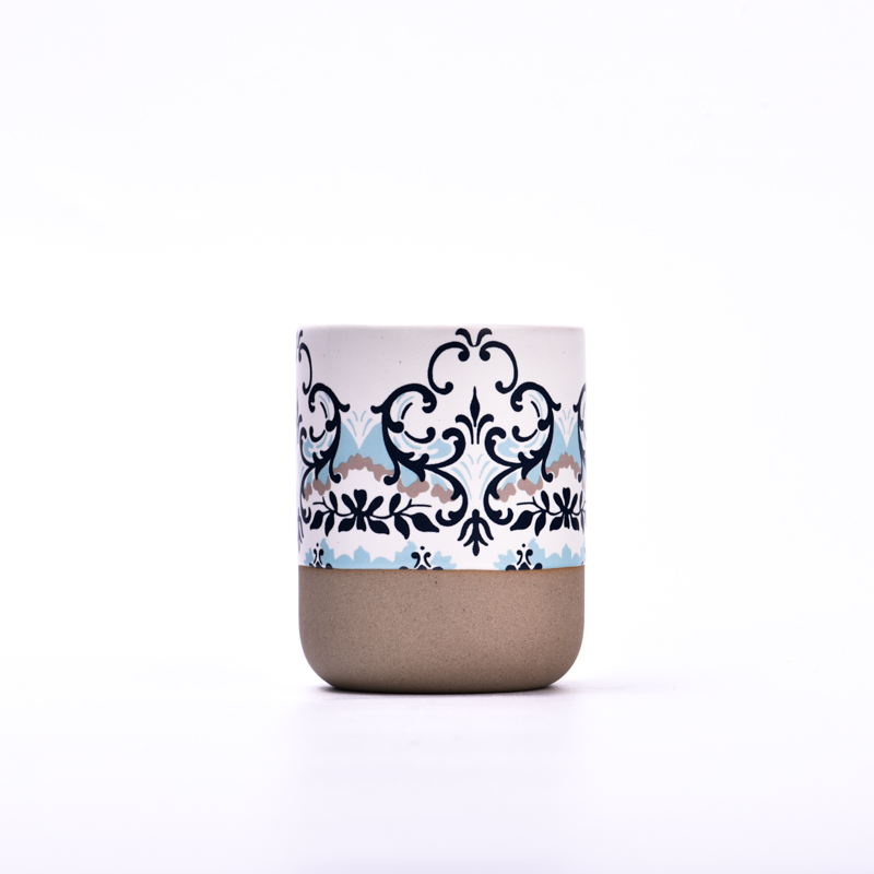 Popular Style 4oz Decal Ceramic Jar Scented Soy Wax Jar for Candle Making