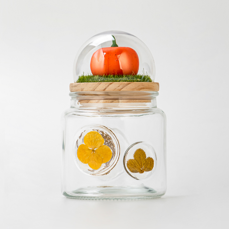 ديكور المنزل، برطمان زجاجي ذو لمسة نهائية فريدة، وعاء شموع زجاجي سعة 511 مل مع غطاء إبداعي